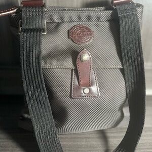 Filson Crossbody Pack Gray Green Color Brown Leather Accent EUC Discontinued